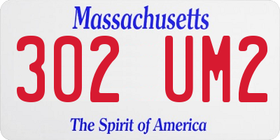 MA license plate 302UM2