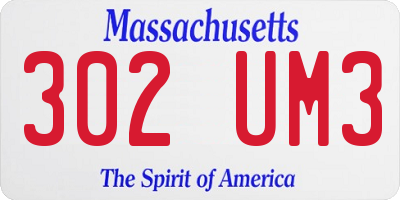 MA license plate 302UM3