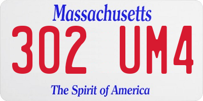 MA license plate 302UM4