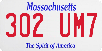 MA license plate 302UM7