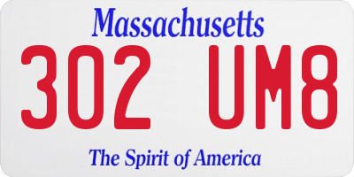 MA license plate 302UM8