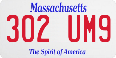 MA license plate 302UM9