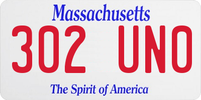 MA license plate 302UN0