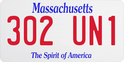 MA license plate 302UN1