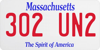 MA license plate 302UN2