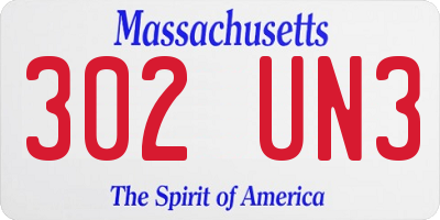 MA license plate 302UN3