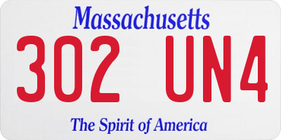 MA license plate 302UN4