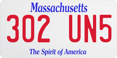 MA license plate 302UN5