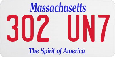 MA license plate 302UN7
