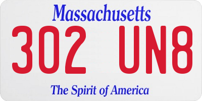 MA license plate 302UN8