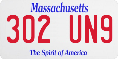 MA license plate 302UN9