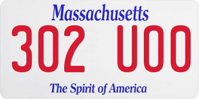 MA license plate 302UO0