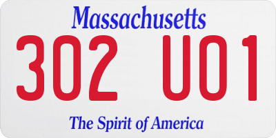 MA license plate 302UO1