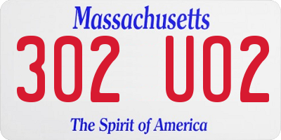 MA license plate 302UO2