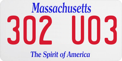 MA license plate 302UO3