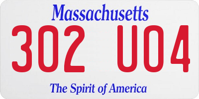 MA license plate 302UO4