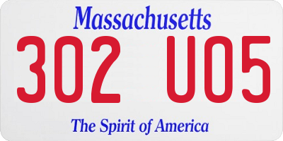 MA license plate 302UO5