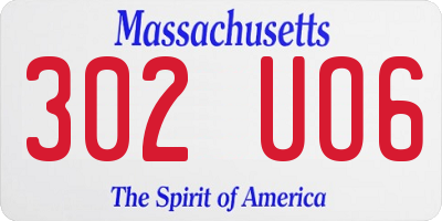 MA license plate 302UO6
