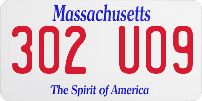 MA license plate 302UO9