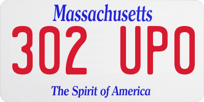 MA license plate 302UP0