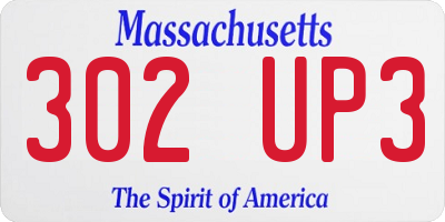 MA license plate 302UP3