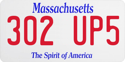 MA license plate 302UP5