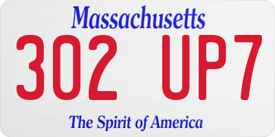 MA license plate 302UP7