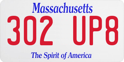 MA license plate 302UP8
