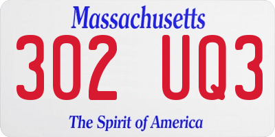 MA license plate 302UQ3