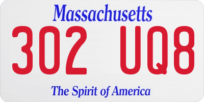 MA license plate 302UQ8