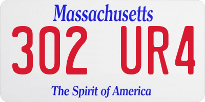 MA license plate 302UR4