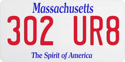 MA license plate 302UR8