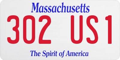 MA license plate 302US1