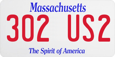 MA license plate 302US2