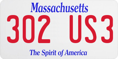 MA license plate 302US3