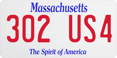 MA license plate 302US4