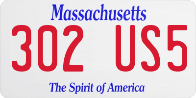 MA license plate 302US5