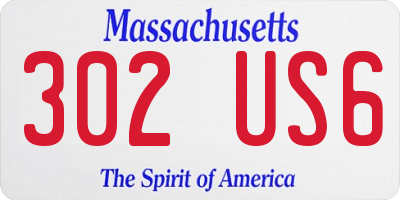 MA license plate 302US6