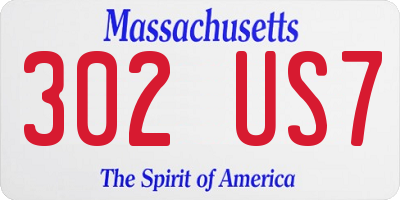 MA license plate 302US7