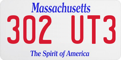 MA license plate 302UT3
