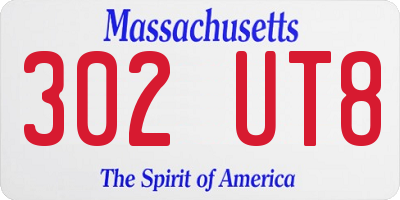 MA license plate 302UT8