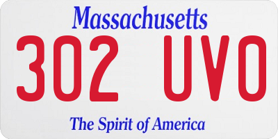 MA license plate 302UV0