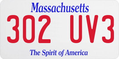 MA license plate 302UV3