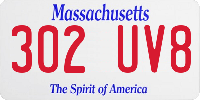 MA license plate 302UV8