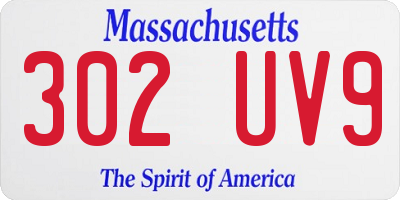 MA license plate 302UV9
