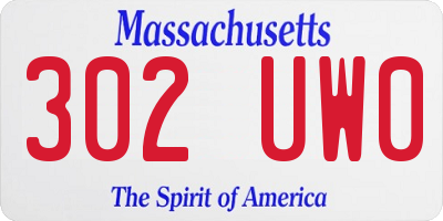 MA license plate 302UW0