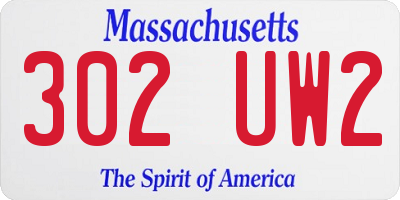 MA license plate 302UW2