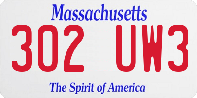 MA license plate 302UW3