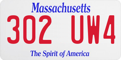 MA license plate 302UW4