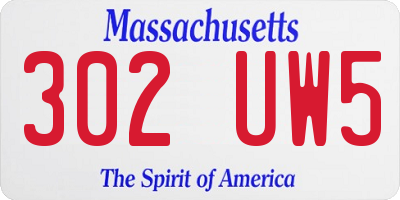 MA license plate 302UW5